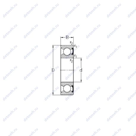 Подшипник 6014-2RSR чертеж