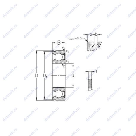 Подшипник 6014ZNR чертеж