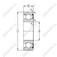Чертеж подшипника 6020-RSR