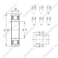 Чертеж подшипника 6022ZX