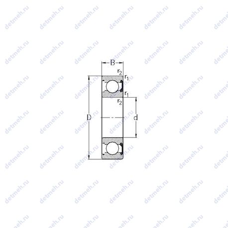 Подшипник 61806-2RSR чертеж