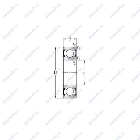 Подшипник 6200-2RS2 чертеж