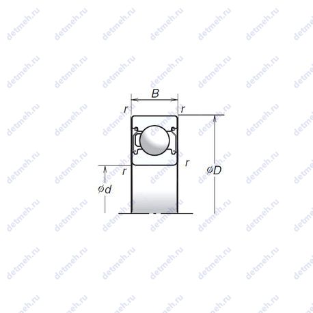 Подшипник 6200T1XZZ чертеж