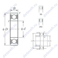 Чертеж подшипника 6202-2RD
