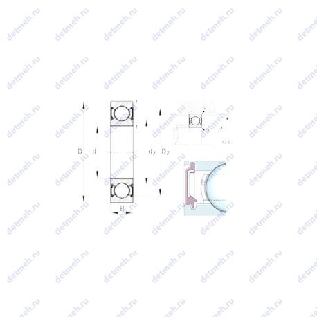 Подшипник 6204-C-2BRS чертеж