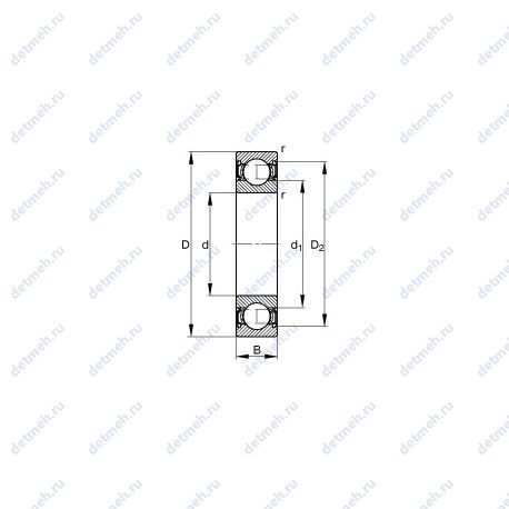 Подшипник 6208-2RSR чертеж