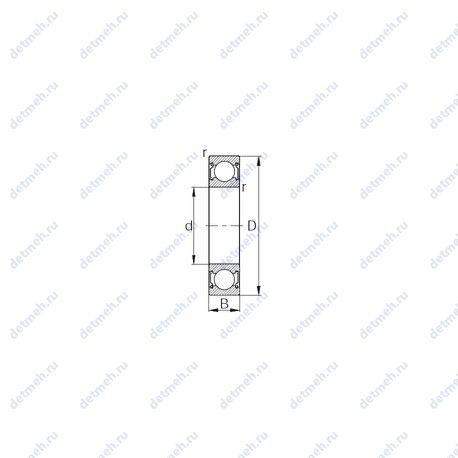 Подшипник 6210ZZ чертеж