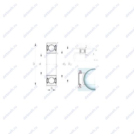 Подшипник 629-C-2HRS чертеж