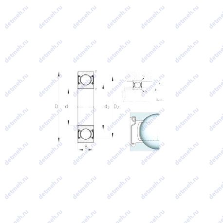 Подшипник 629-C-2Z чертеж