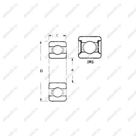Подшипник 6409-2RS чертеж