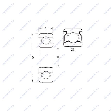 Подшипник 6700ZZ чертеж