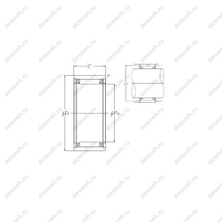 Подшипник NK10/12T2 чертеж