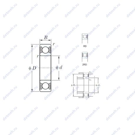 Подшипник 6916-2RD чертеж