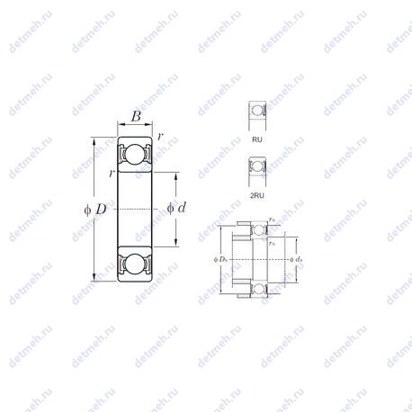 Подшипник 6918-2RU чертеж