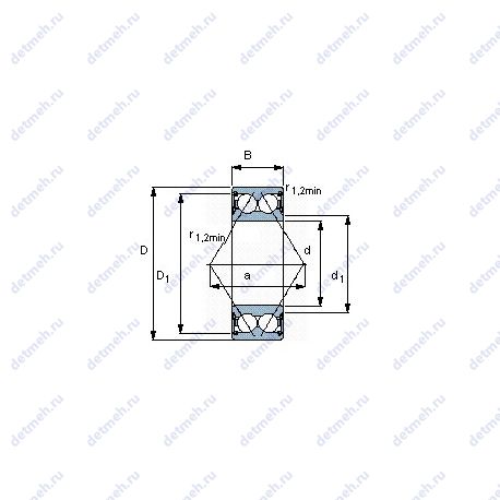 Подшипник 3206 A-2RS1TN9/MT33 чертеж