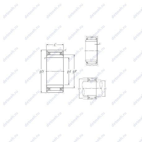 Подшипник NK8/12T2+IR5x8x12 чертеж