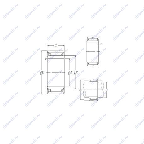Подшипник NK8/16T2+IR5x8x16 чертеж