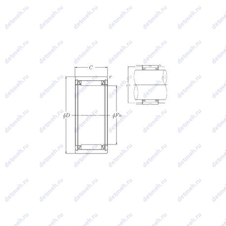 Подшипник NK8/16T2 чертеж