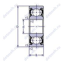 Чертеж подшипника 61907 2RS