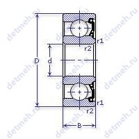 Чертеж подшипника 61907 BRS