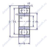 Чертеж подшипника 61909