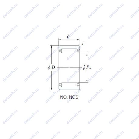 Подшипник NQ16/16D чертеж