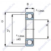Чертеж подшипника 6204/HR11QN