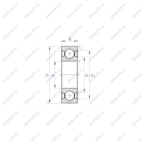Подшипник 6207DDUCM чертеж