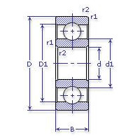 Чертеж подшипника 6307/C3