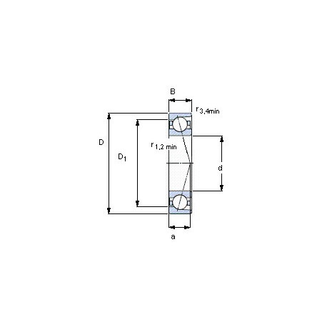 Подшипник 7008 DB/P7 чертеж