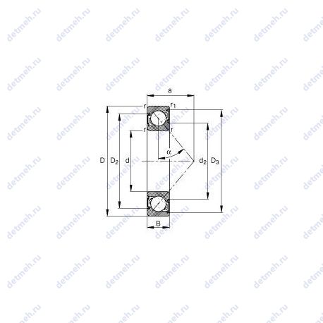 Подшипник 7200 BE 2RS чертеж