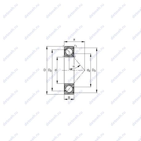 Подшипник 7201 BE 2RS чертеж