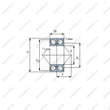 Подшипник 7202 BEGAP чертеж