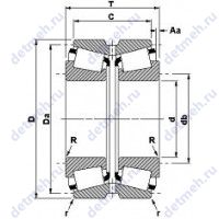 Чертеж подшипника HM129848/HM129814XD