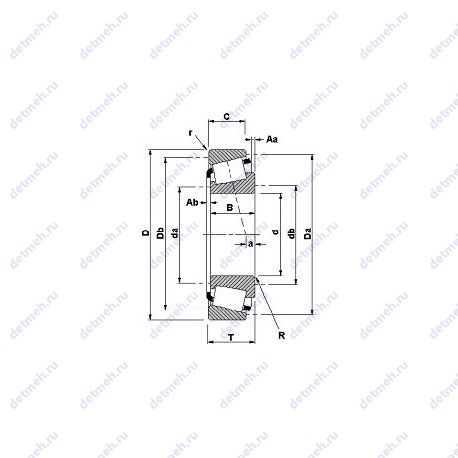 Подшипник JLM506849A/JLM506810 чертеж