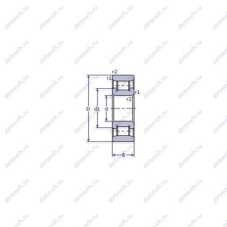 Подшипник N 209 ECP чертеж