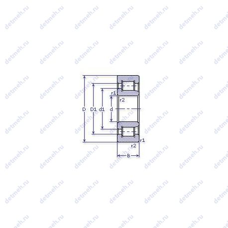 Подшипник NJ 1009 ECP чертеж