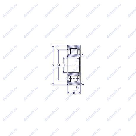 Подшипник NU 210 ECP чертеж