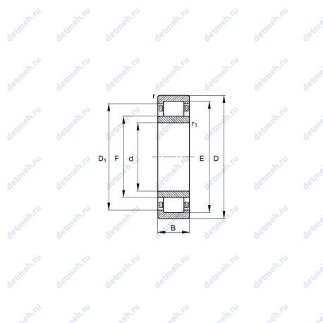 Подшипник NU211ETC3 чертеж