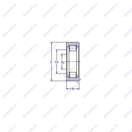 Подшипник RNU 212 ECP чертеж
