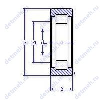Чертеж подшипника RNU 2211 ECP