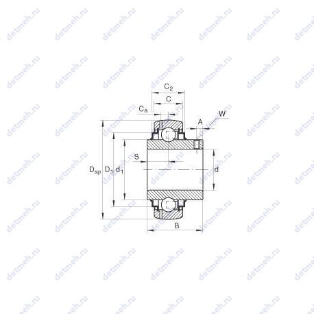 Подшипник UC208D1 чертеж