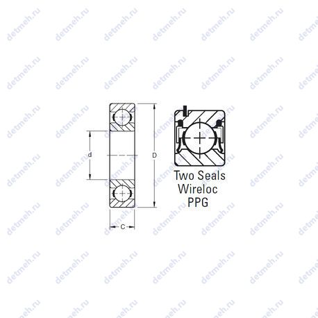 Подшипник 9109PPG чертеж