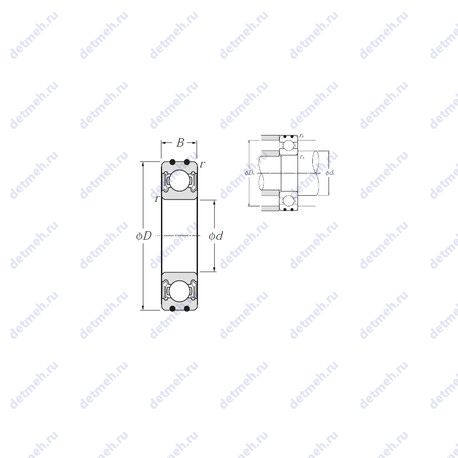 Подшипник AC-6001LLB чертеж