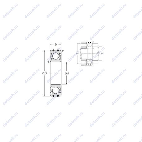 Подшипник AC-6003ZZ чертеж