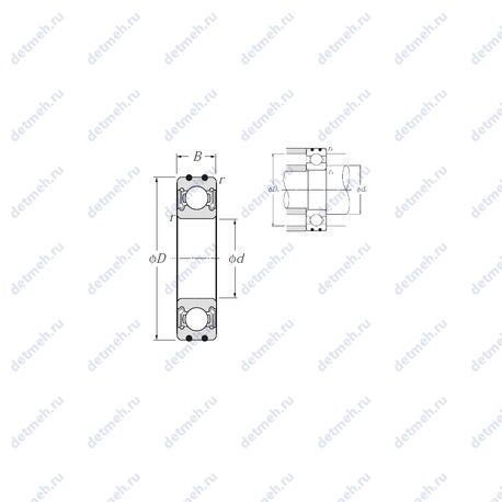 Подшипник AC-6007LLB чертеж