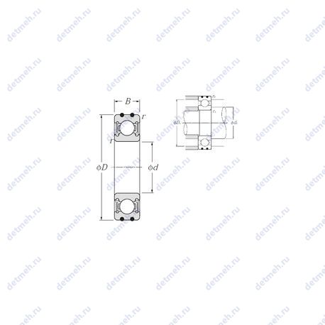 Подшипник AC-6200LLU чертеж