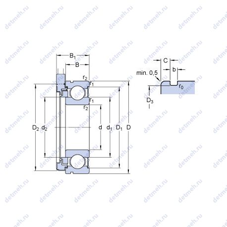 Подшипник BMB-6208/080S2/UB108A чертеж