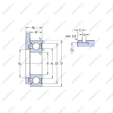 Подшипник BMD-6206/064S2/UA108A чертеж