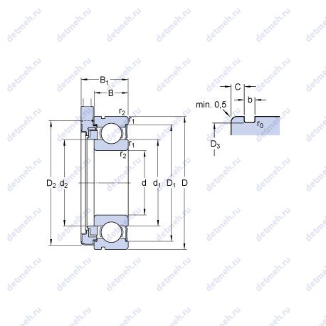 Подшипник BMO-6204/048S2/UA108A чертеж